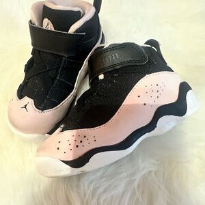 Jordan Kids Black and Pink Sneakers